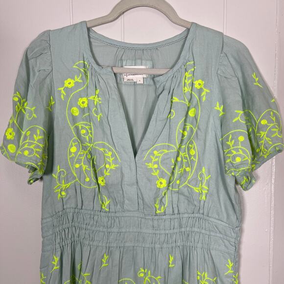 Anthropologie The Somerset Mini Dress: Embroidered Linen Edition Sz Large - Picture 3 of 11